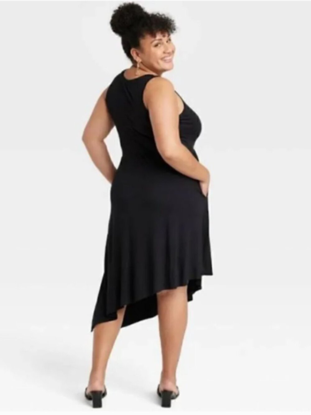Ava & Viv asymmetrical black tank dress